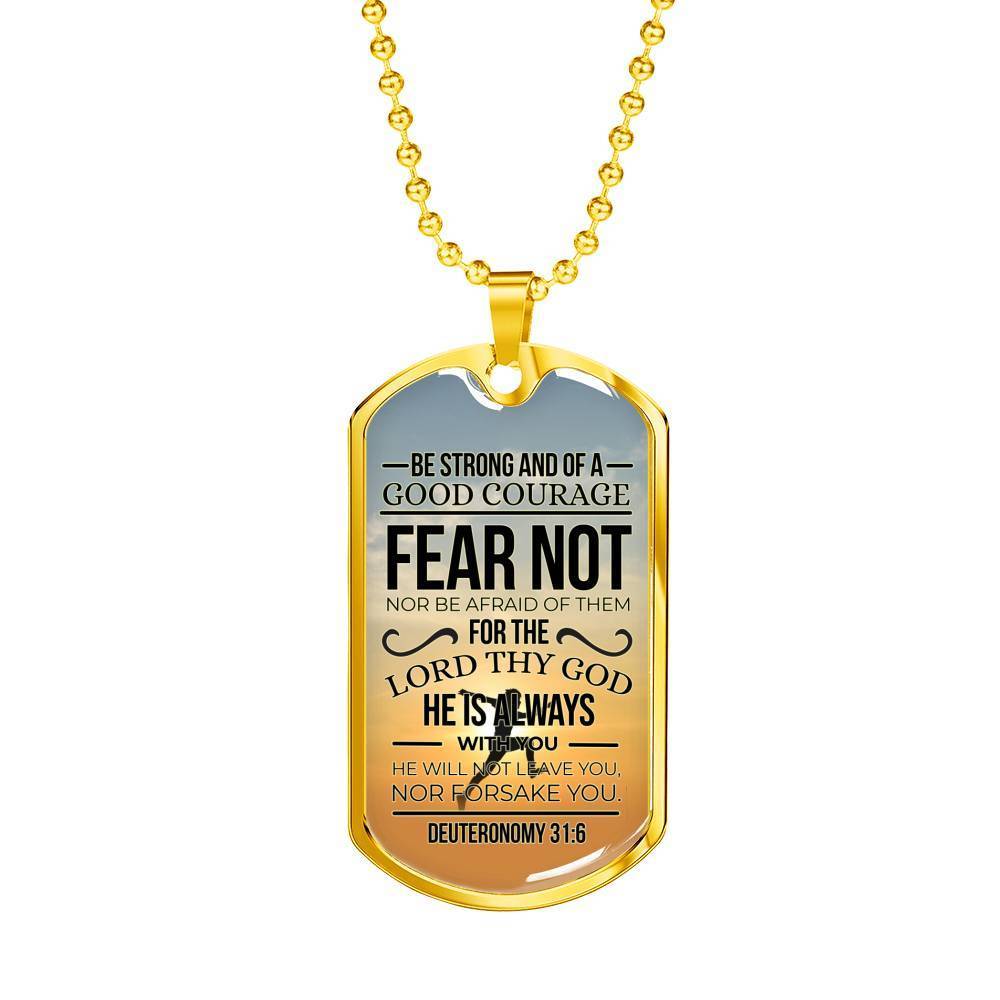 God Is Always With You Deuteronomy Necklace Stainless Steel or 18k Gold Dog Tag 24" Chain-Express Your Love Gifts