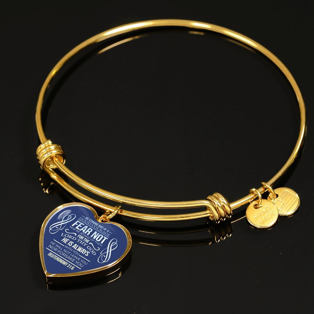 God Is Always With You Scripture Inspired Heart Bracelet Bangle - Express Your Love Gifts
