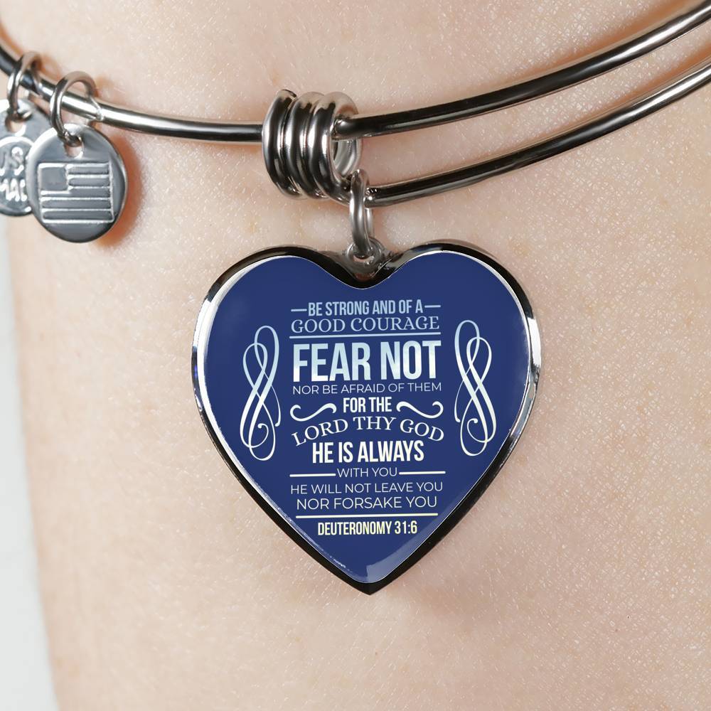 God Is Always With You Scripture Inspired Heart Bracelet Bangle - Express Your Love Gifts