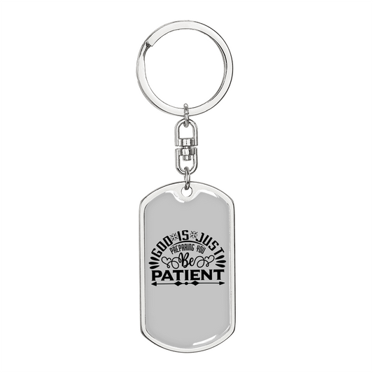 God Is Just Keychain Stainless Steel or 18k Gold Dog Tag Keyring-Express Your Love Gifts