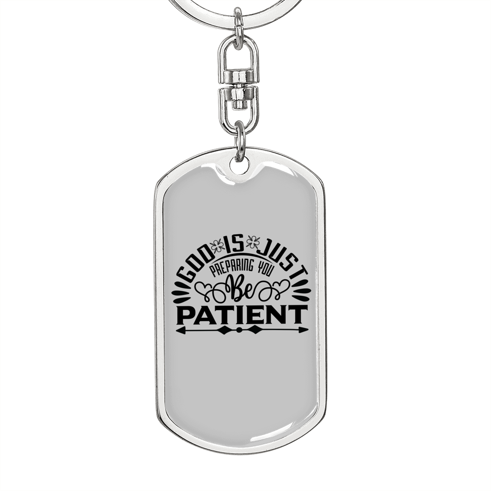 God Is Just Keychain Stainless Steel or 18k Gold Dog Tag Keyring-Express Your Love Gifts