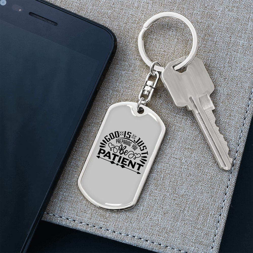God Is Just Keychain Stainless Steel or 18k Gold Dog Tag Keyring-Express Your Love Gifts