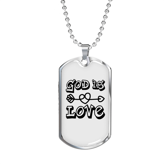 God is Love Arrow Heart Necklace Stainless Steel or 18k Gold Dog Tag 24" Chain-Express Your Love Gifts