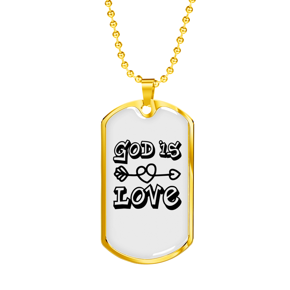 God is Love Arrow Heart Necklace Stainless Steel or 18k Gold Dog Tag 24" Chain-Express Your Love Gifts