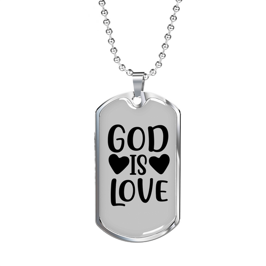 God is Love Heart Necklace Stainless Steel or 18k Gold Dog Tag 24" Chain-Express Your Love Gifts