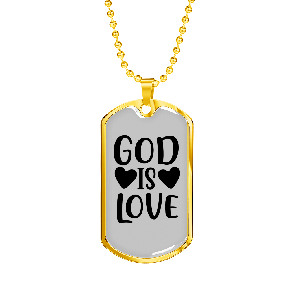 God is Love Heart Necklace Stainless Steel or 18k Gold Dog Tag 24" Chain-Express Your Love Gifts