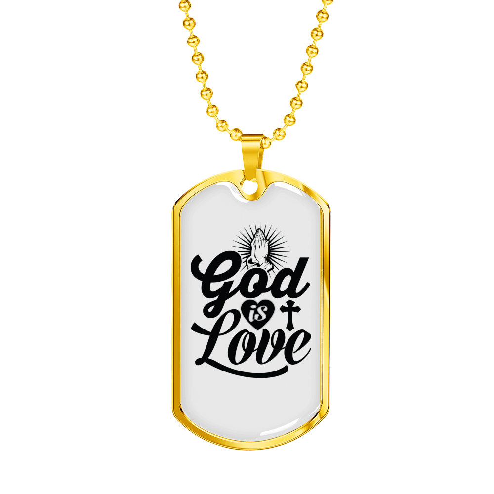 God Is Love Pray Necklace Stainless Steel or 18k Gold Dog Tag 24" Chain-Express Your Love Gifts
