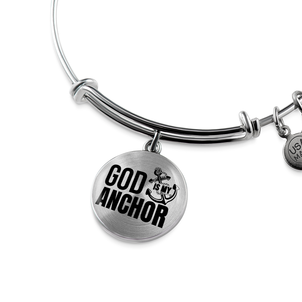 God Is My Anchor Hebrews Bracelet Stainless Steel or 18k Gold Circle Bangle-Express Your Love Gifts