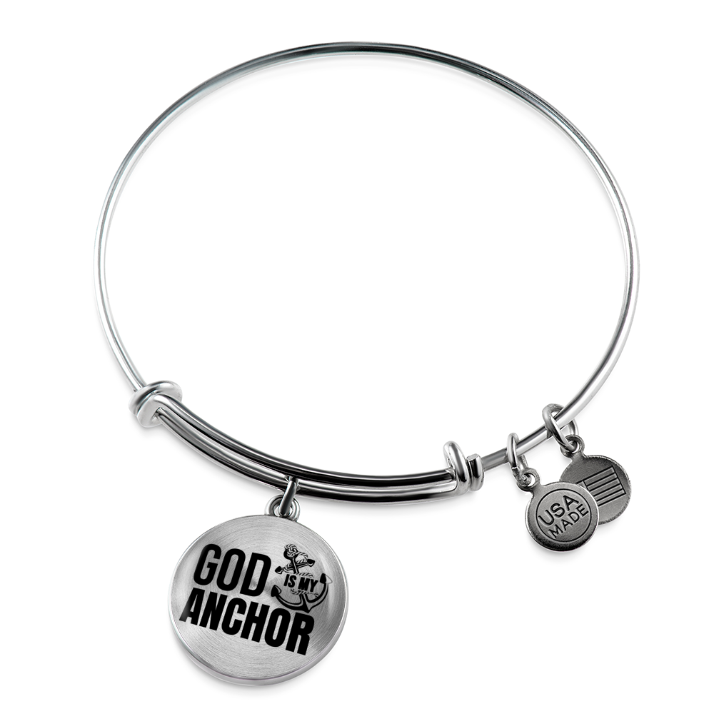 God Is My Anchor Hebrews Bracelet Stainless Steel or 18k Gold Circle Bangle-Express Your Love Gifts