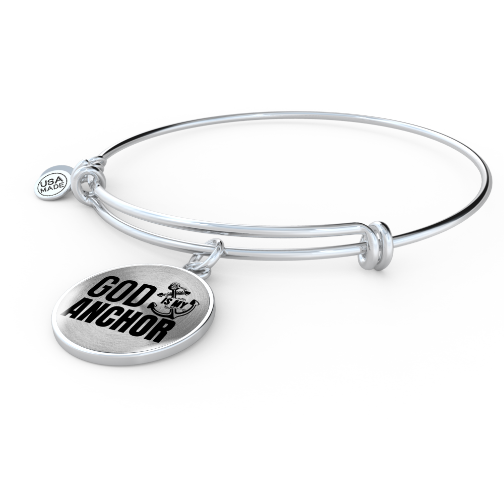 God Is My Anchor Hebrews Bracelet Stainless Steel or 18k Gold Circle Bangle-Express Your Love Gifts
