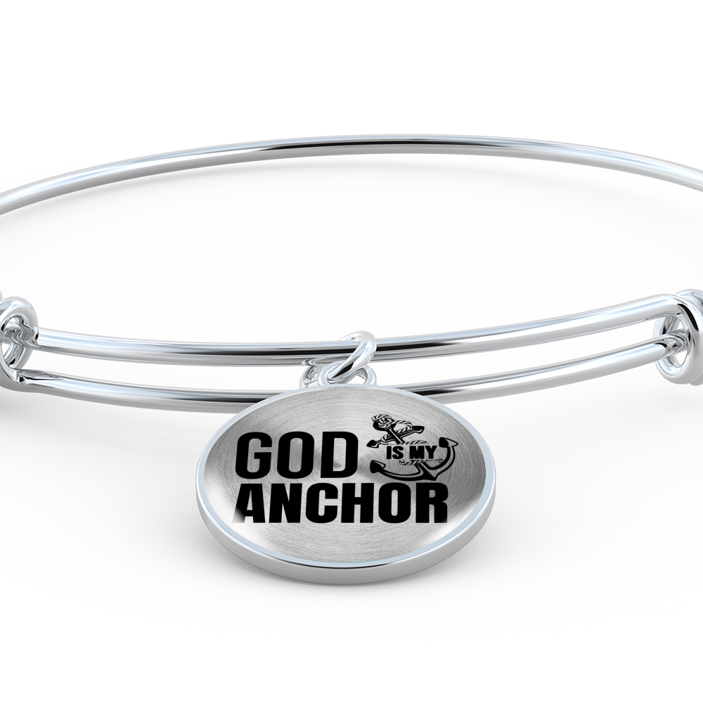 God Is My Anchor Hebrews Bracelet Stainless Steel or 18k Gold Circle Bangle-Express Your Love Gifts