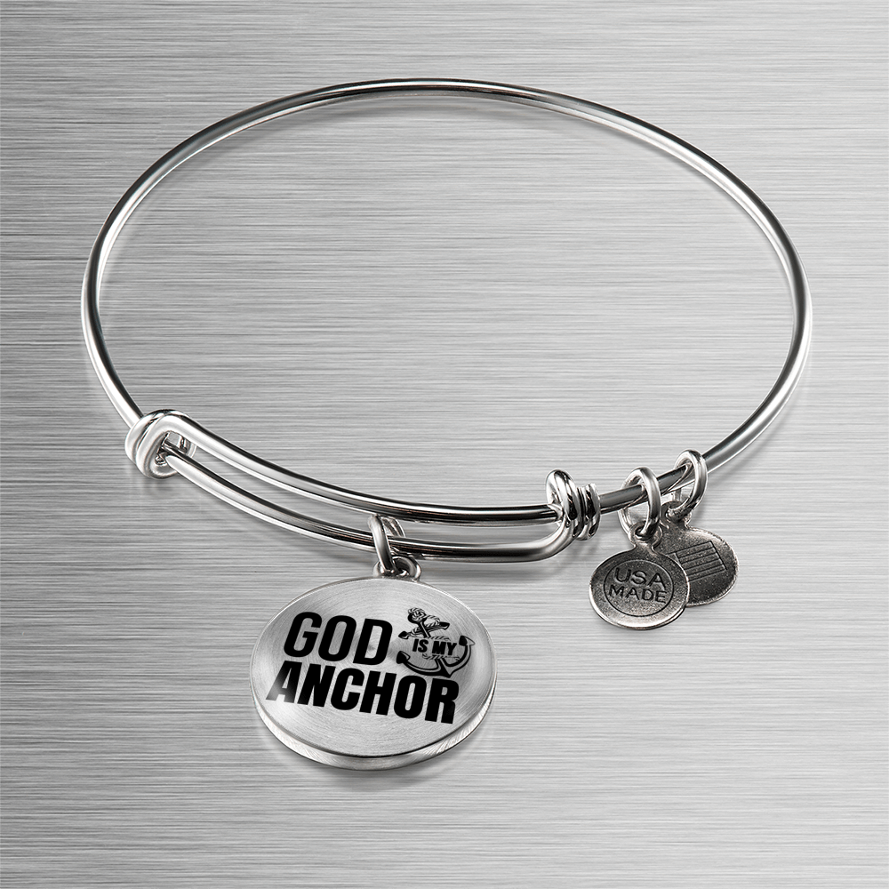 God Is My Anchor Hebrews Bracelet Stainless Steel or 18k Gold Circle Bangle-Express Your Love Gifts