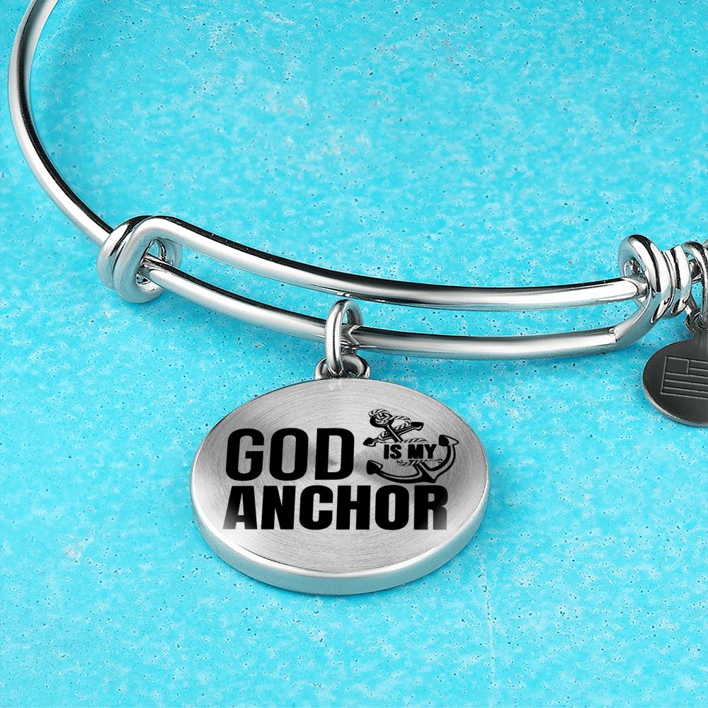 God Is My Anchor Hebrews Bracelet Stainless Steel or 18k Gold Circle Bangle-Express Your Love Gifts