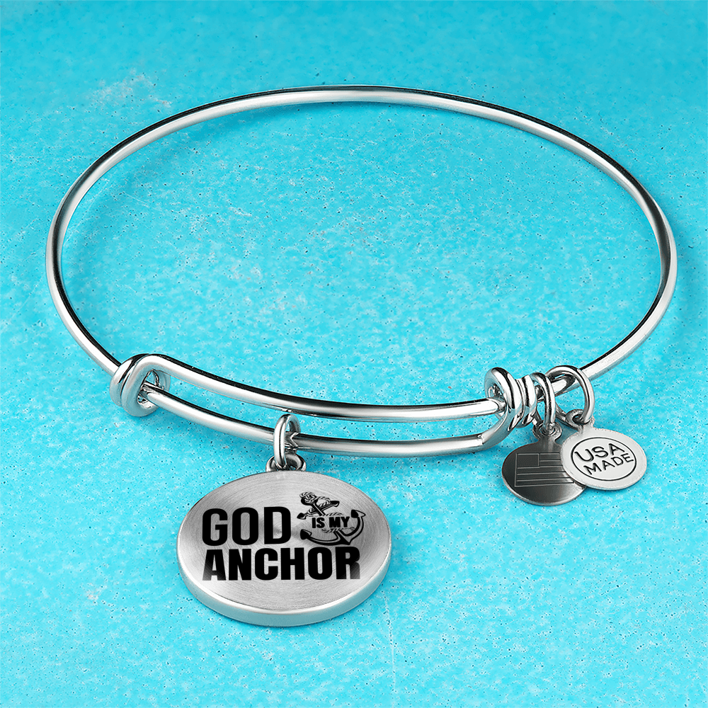 God Is My Anchor Hebrews Bracelet Stainless Steel or 18k Gold Circle Bangle-Express Your Love Gifts