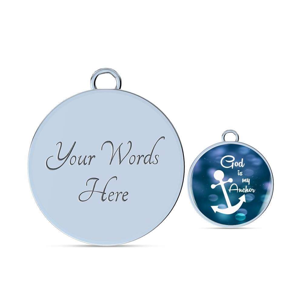 God Is My Anchor Hebrews Scripture Bracelet Blue Circle Stainless Steel or 18k Gold - Express Your Love Gifts