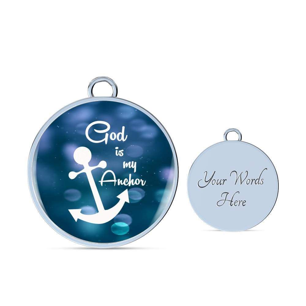 God Is My Anchor Hebrews Scripture Bracelet Blue Circle Stainless Steel or 18k Gold - Express Your Love Gifts