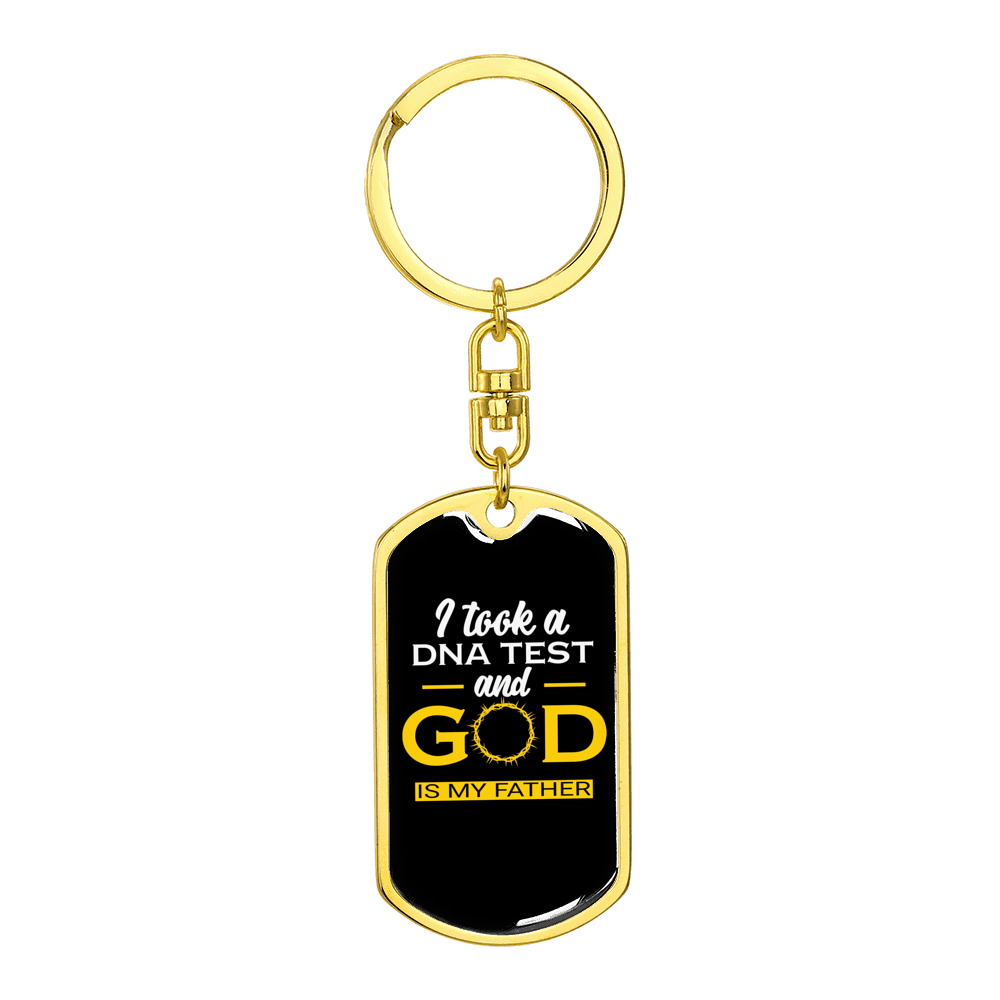 God Is My Father Stainless Steel or 18k Gold Premium Swivel Dog Tag Keychain