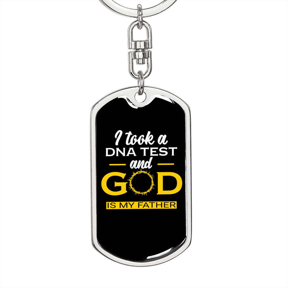 God Is My Father Keychain Stainless Steel or 18k Gold Dog Tag Keyring-Express Your Love Gifts