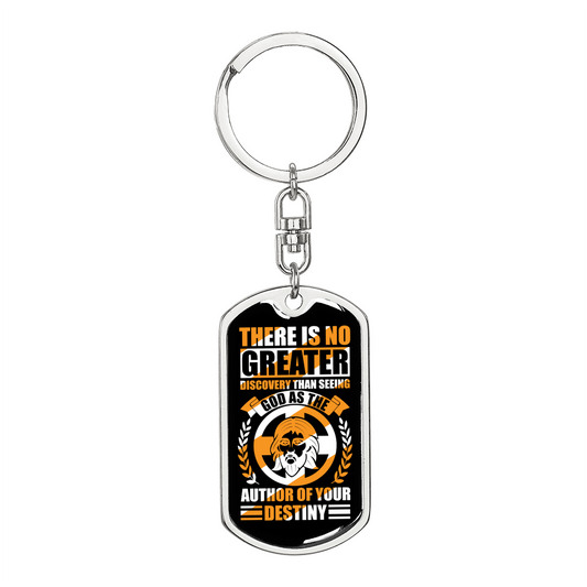 God Is The Author Of Your Destiny Keychain Stainless Steel or 18k Gold Dog Tag Keyring-Express Your Love Gifts