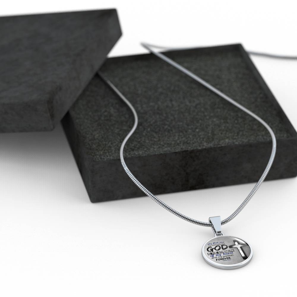 God Is The Strength Of My Heart Bible Verse Psalm Circle Necklace-Express Your Love Gifts