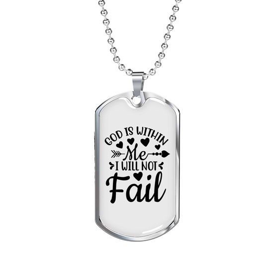 God Is Within Me Necklace Stainless Steel or 18k Gold Dog Tag 24" Chain-Express Your Love Gifts