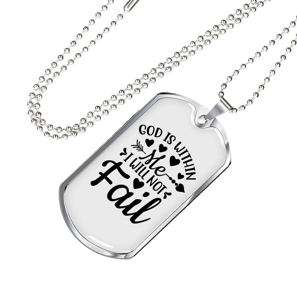 God Is Within Me Necklace Stainless Steel or 18k Gold Dog Tag 24" Chain-Express Your Love Gifts