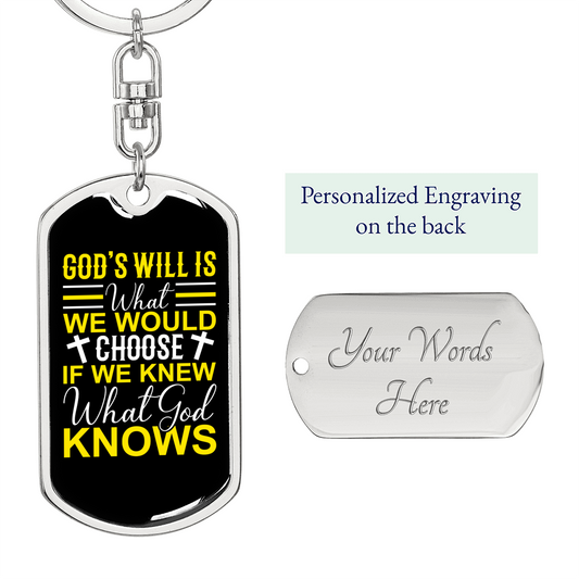 God Knows Keychain Stainless Steel or 18k Gold Dog Tag Keyring-Express Your Love Gifts