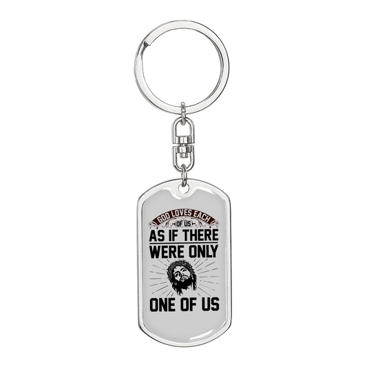 God Loves Us Crown Keychain Stainless Steel or 18k Gold Dog Tag Keyring-Express Your Love Gifts