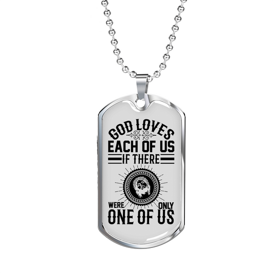 God Loves Us Necklace Stainless Steel or 18k Gold Dog Tag 24" Chain-Express Your Love Gifts