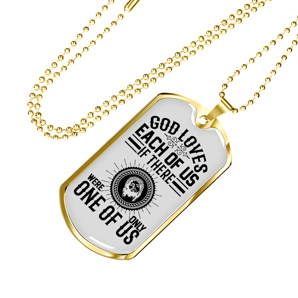 God Loves Us Necklace Stainless Steel or 18k Gold Dog Tag 24" Chain-Express Your Love Gifts