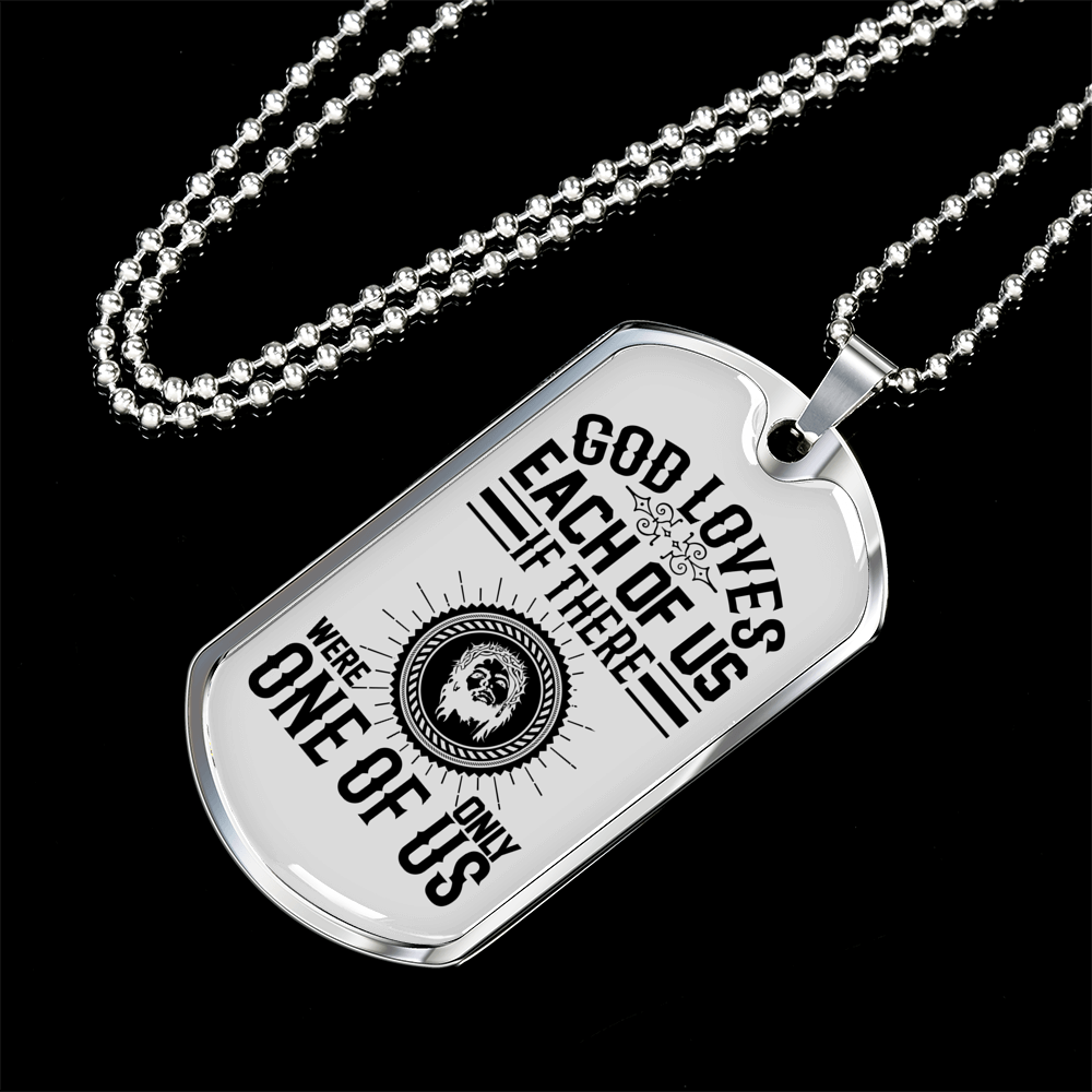 God Loves Us Necklace Stainless Steel or 18k Gold Dog Tag 24" Chain-Express Your Love Gifts