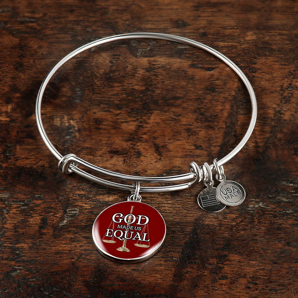 God Made Us Equal Stainless Steel or 18k Gold Christian Circle Bangle Bracelet - Express Your Love Gifts