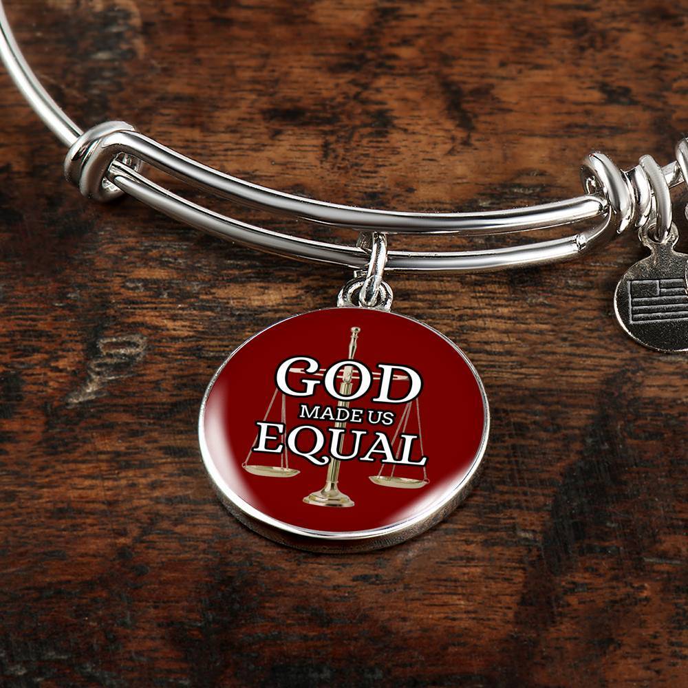 God Made Us Equal Stainless Steel or 18k Gold Christian Circle Bangle Bracelet - Express Your Love Gifts