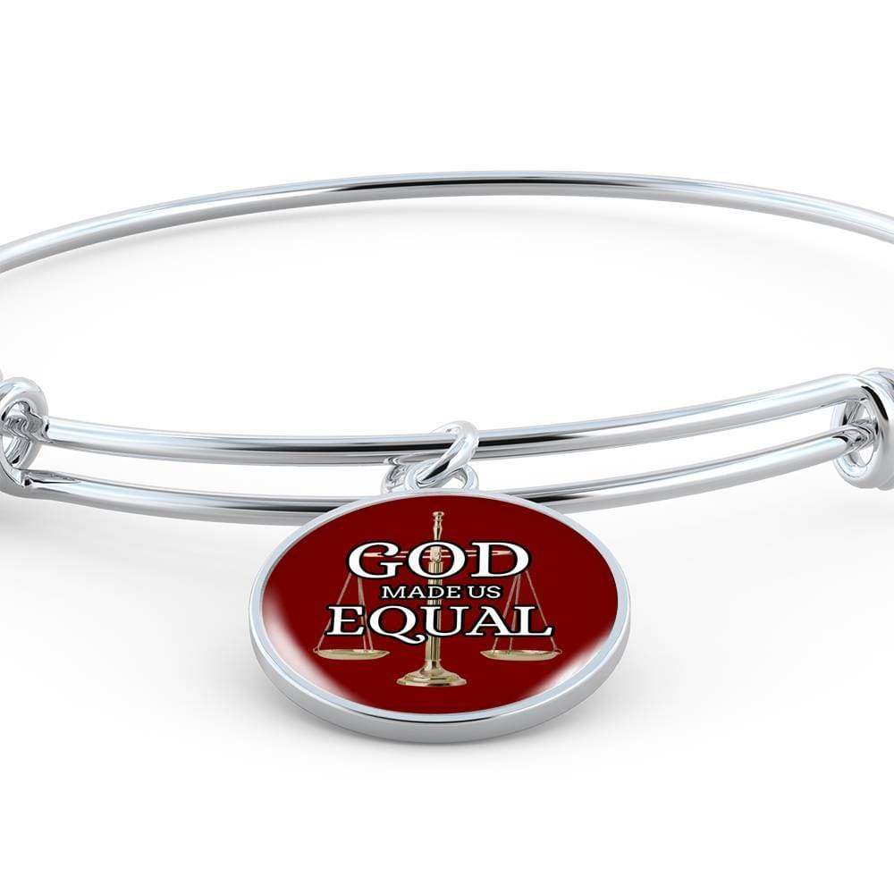 God Made Us Equal Stainless Steel or 18k Gold Christian Circle Bangle Bracelet - Express Your Love Gifts