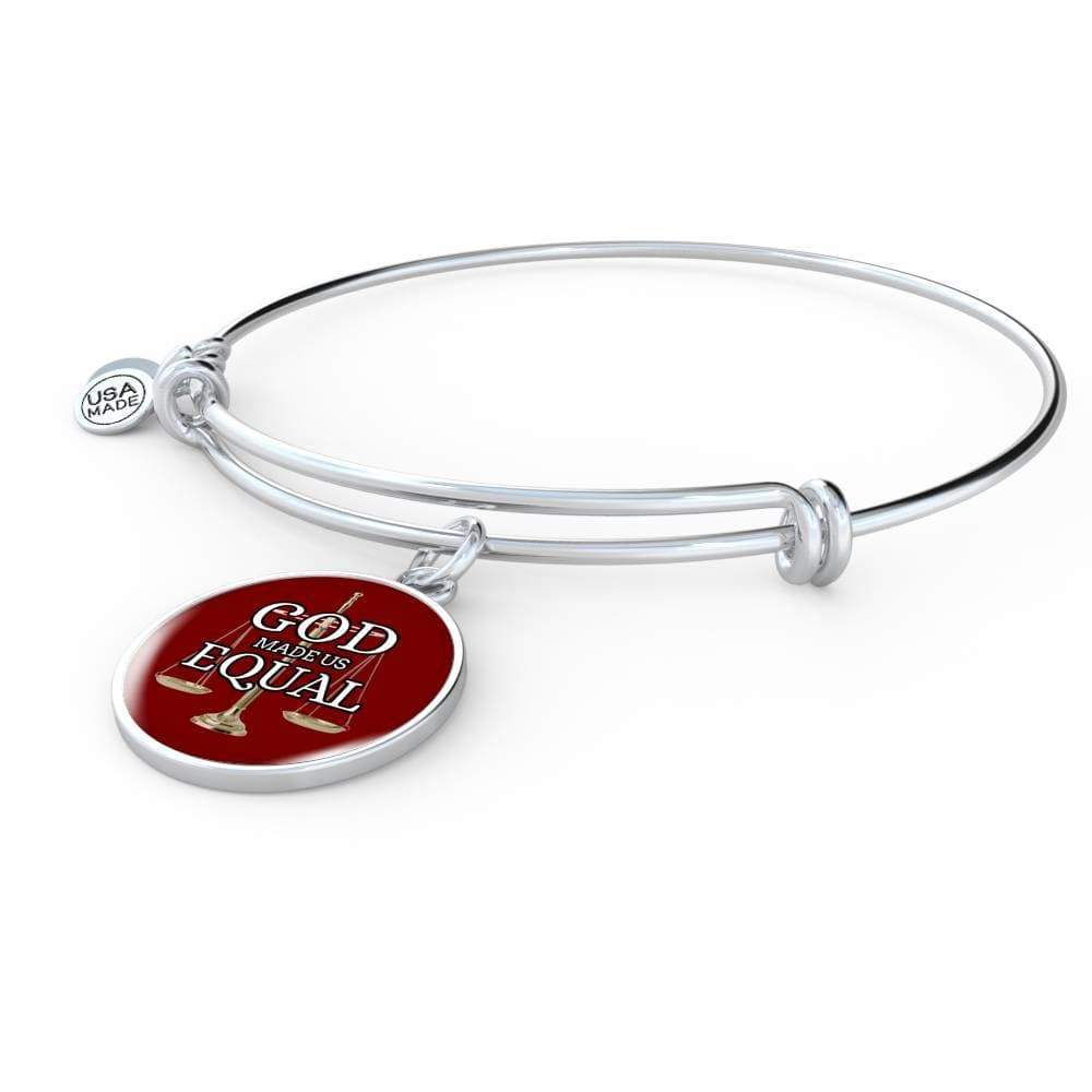 God Made Us Equal Stainless Steel or 18k Gold Christian Circle Bangle Bracelet - Express Your Love Gifts