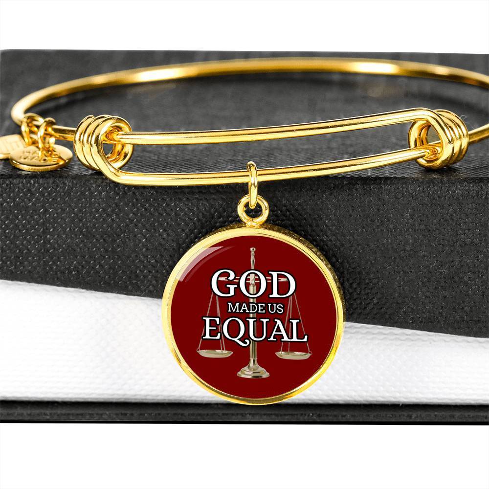 God Made Us Equal Stainless Steel or 18k Gold Christian Circle Bangle Bracelet - Express Your Love Gifts