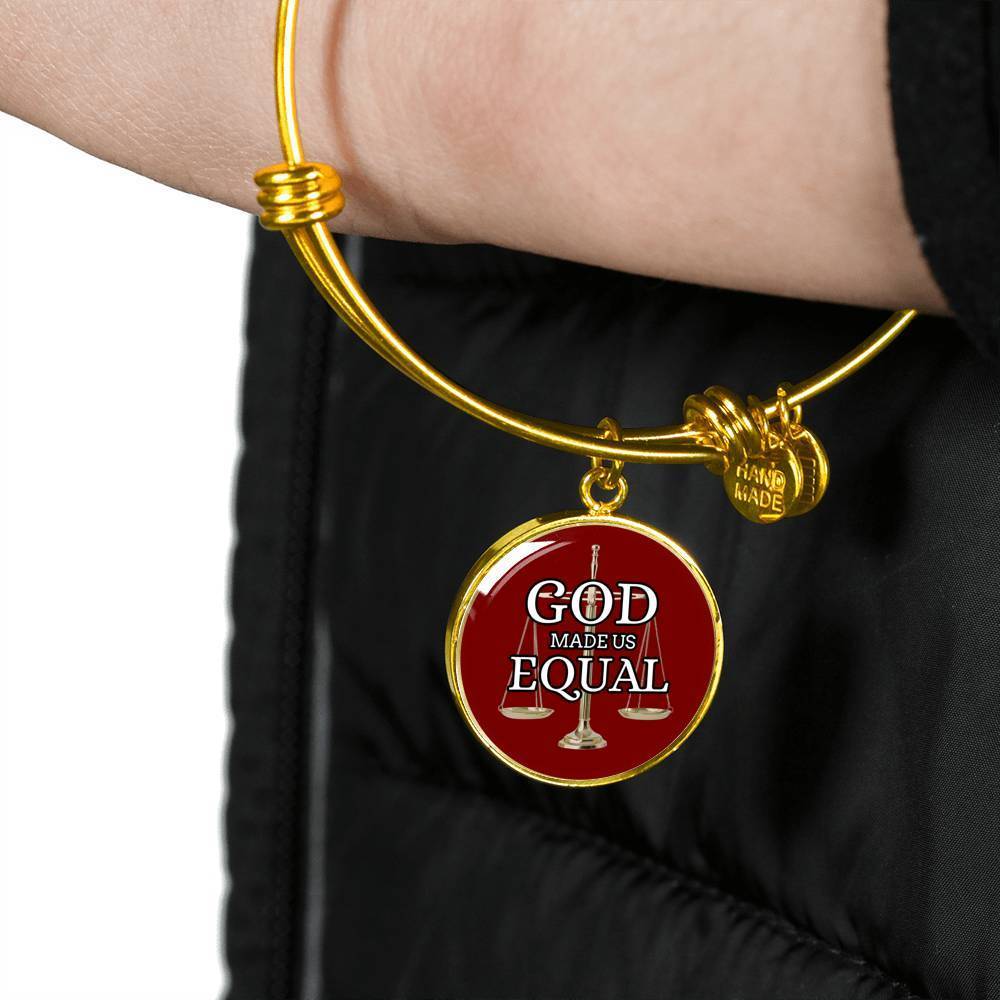 God Made Us Equal Stainless Steel or 18k Gold Christian Circle Bangle Bracelet - Express Your Love Gifts