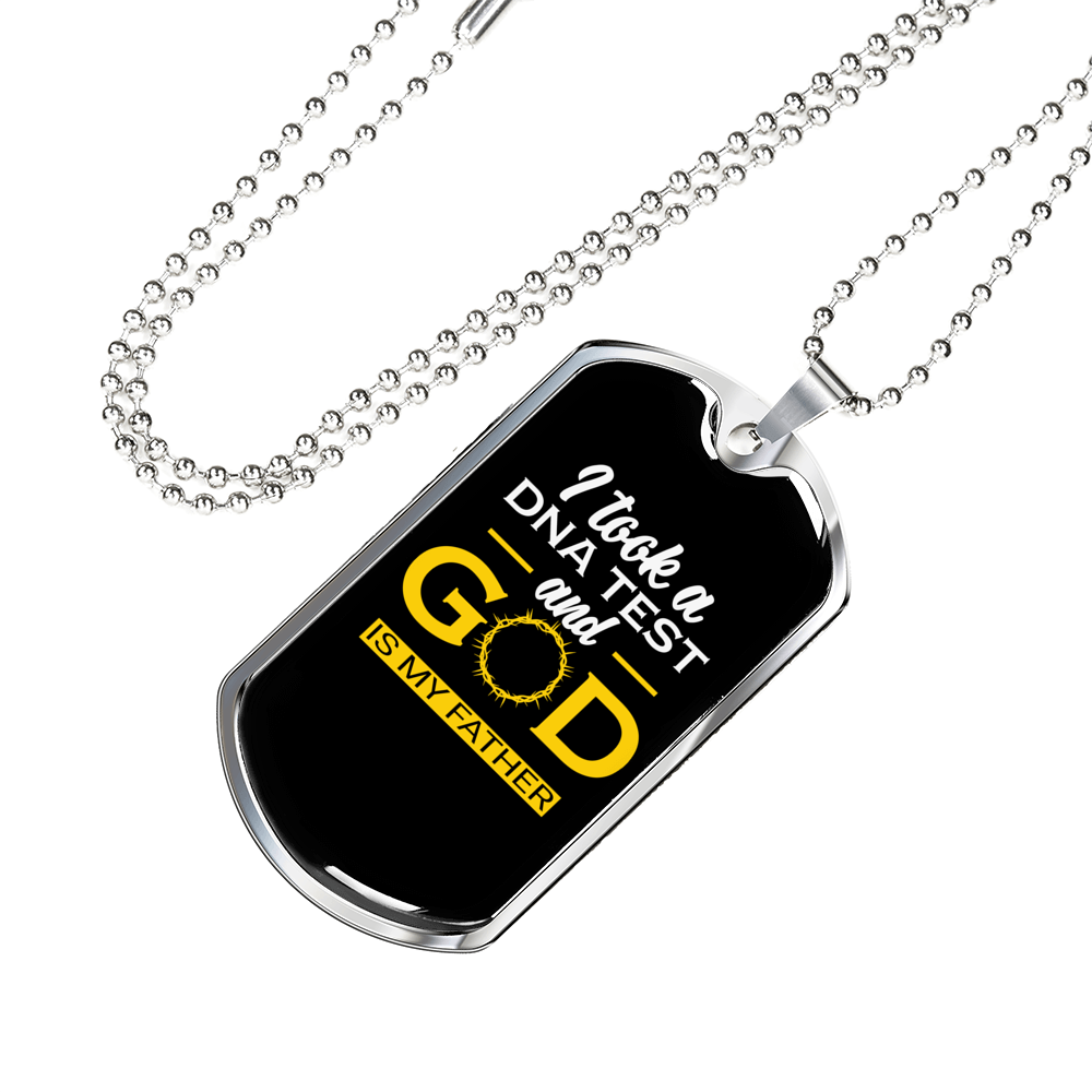 God My Father Necklace Stainless Steel or 18k Gold Dog Tag 24" Chain-Express Your Love Gifts