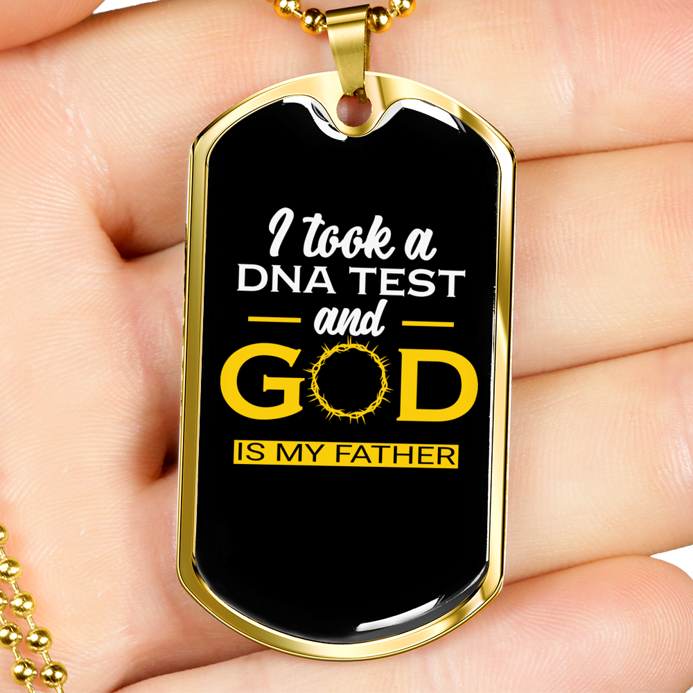 God My Father Necklace Stainless Steel or 18k Gold Dog Tag 24" Chain-Express Your Love Gifts