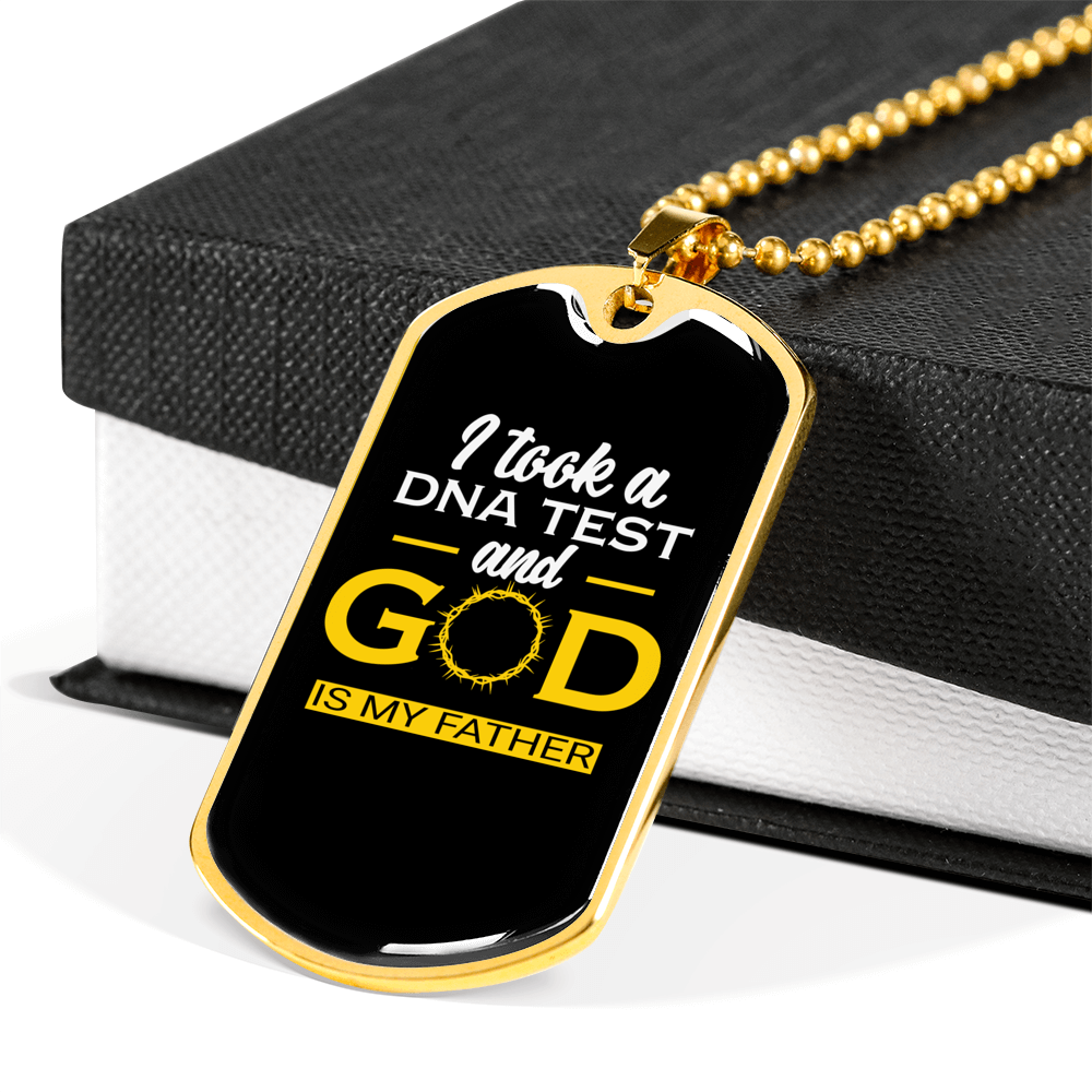 God My Father Necklace Stainless Steel or 18k Gold Dog Tag 24" Chain-Express Your Love Gifts