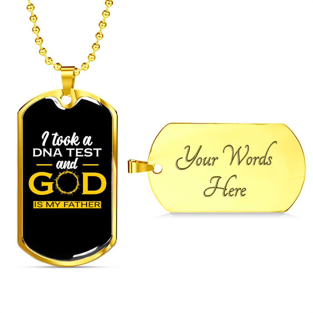 God My Father Necklace Stainless Steel or 18k Gold Dog Tag 24" Chain-Express Your Love Gifts
