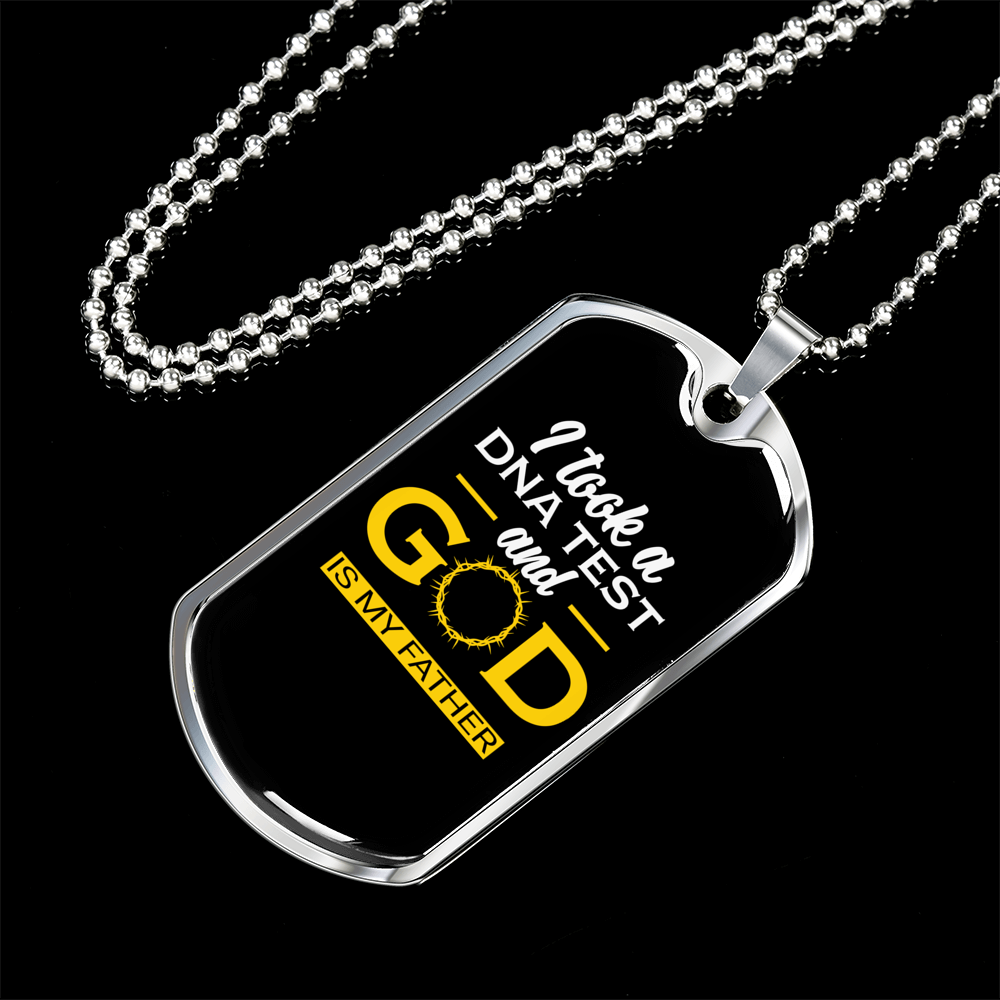 God My Father Necklace Stainless Steel or 18k Gold Dog Tag 24" Chain-Express Your Love Gifts