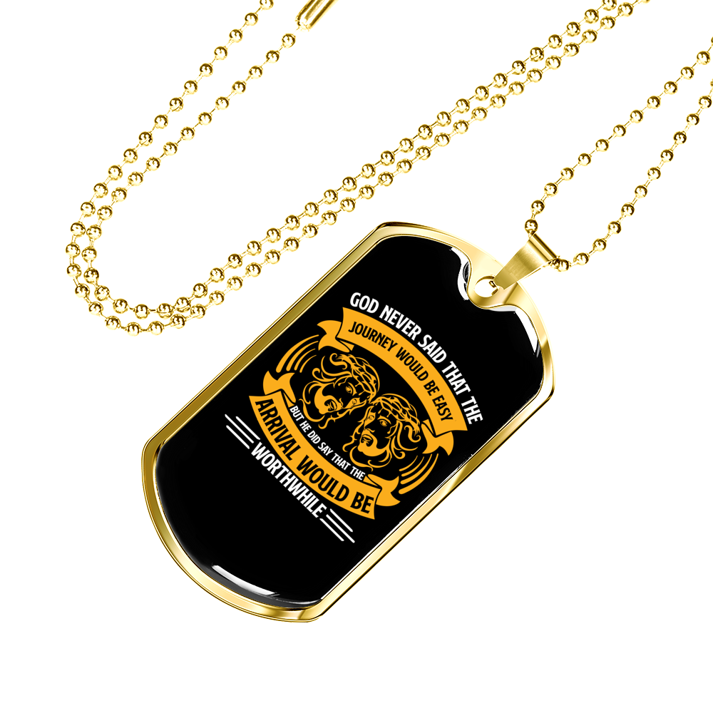 God Never Said Necklace Stainless Steel or 18k Gold Dog Tag 24" Chain-Express Your Love Gifts