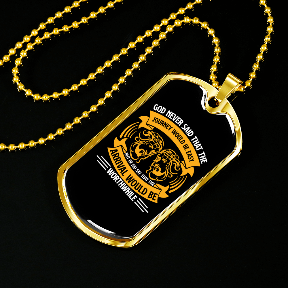 God Never Said Necklace Stainless Steel or 18k Gold Dog Tag 24" Chain-Express Your Love Gifts
