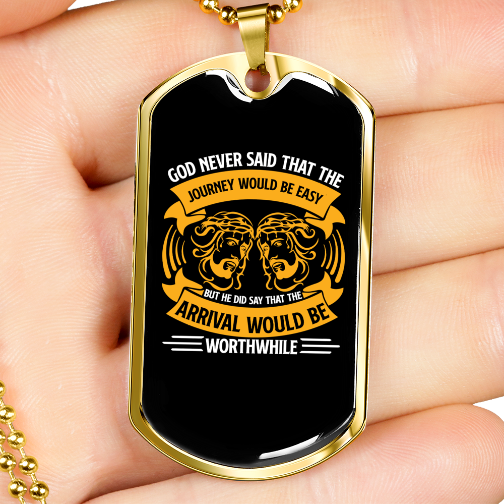 God Never Said Necklace Stainless Steel or 18k Gold Dog Tag 24" Chain-Express Your Love Gifts
