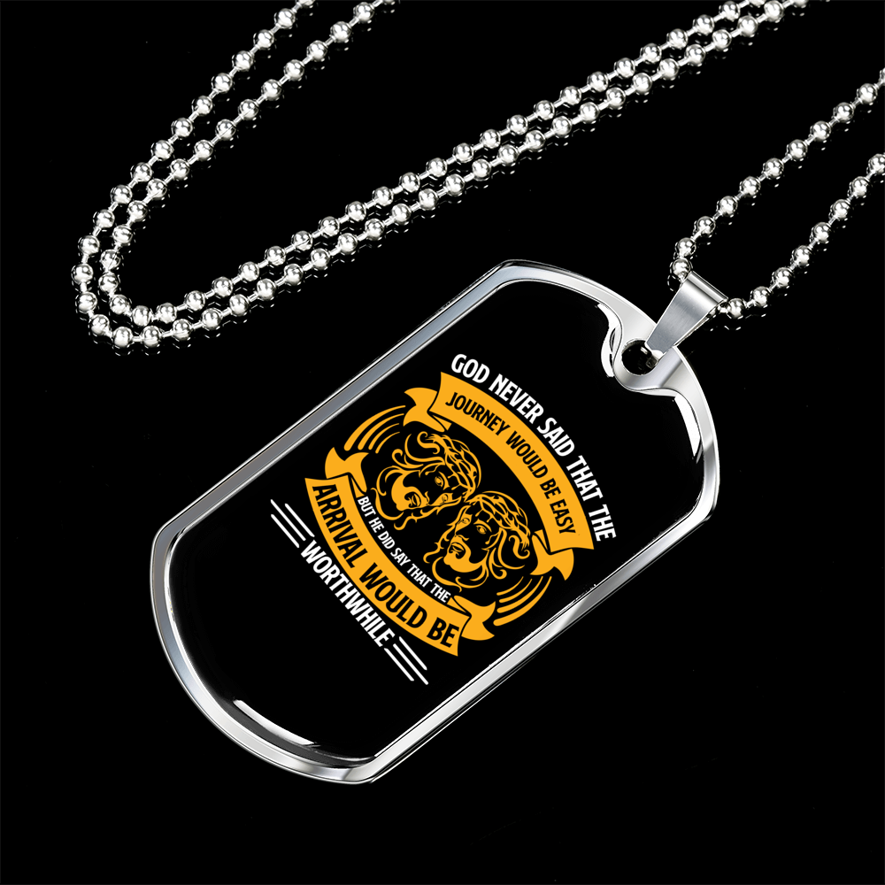 God Never Said Necklace Stainless Steel or 18k Gold Dog Tag 24" Chain-Express Your Love Gifts