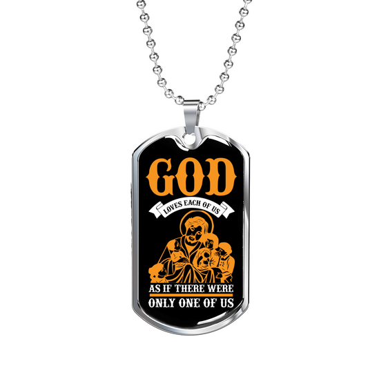 God Only One Of Us Necklace Stainless Steel or 18k Gold Dog Tag 24" Chain-Express Your Love Gifts