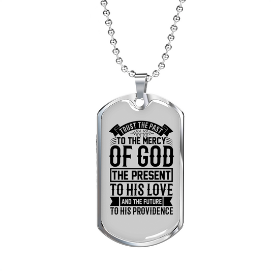 God Past Present Future Necklace Stainless Steel or 18k Gold Dog Tag 24" Chain-Express Your Love Gifts
