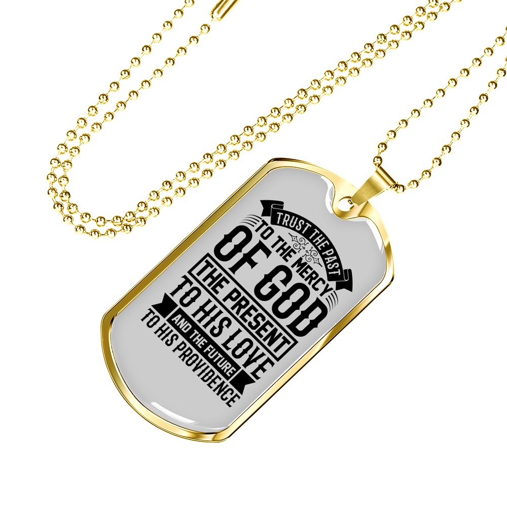 God Past Present Future Necklace Stainless Steel or 18k Gold Dog Tag 24" Chain-Express Your Love Gifts
