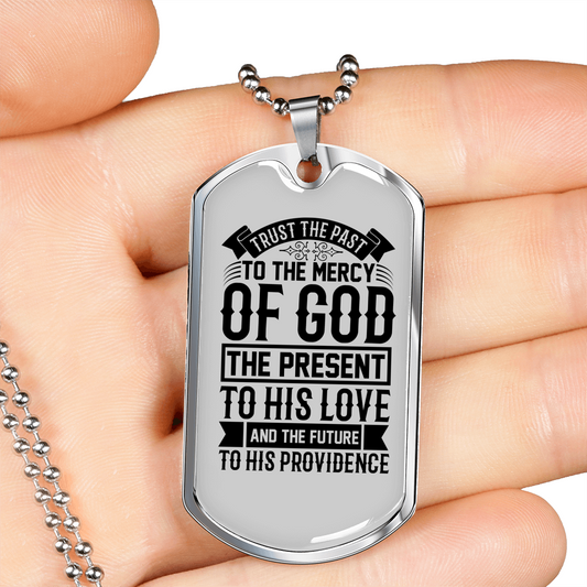 God Past Present Future Necklace Stainless Steel or 18k Gold Dog Tag 24" Chain-Express Your Love Gifts